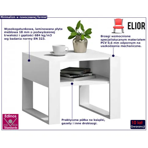 Fotografia Biała kwadratowa ława do salonu - Martela z kategorii Salon