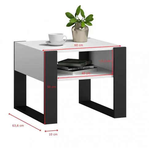 Szczegółowe zdjęcie nr 5 produktu Biała kwadratowa ława do salonu - Martela