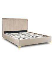 Beżowe welurowe łóżko małżeńskie 160x200 - Frida w sklepie Edinos.pl