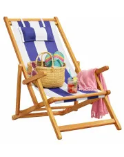Leżak plażowy z poduszką w biało-niebieskie paski - Sylina w sklepie Edinos.pl