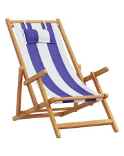 Leżak plażowy z poduszką w biało-niebieskie paski - Sorrento w sklepie Edinos.pl