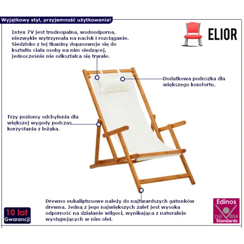 Avelino biały leżak