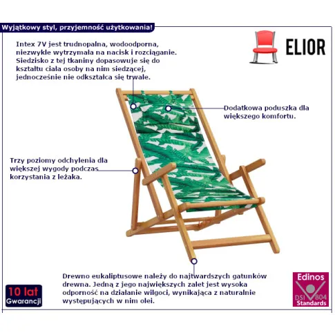 Sorrento leżak ze wzorem liści