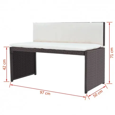 Wymiary sofy 2-osobowej z zestawu brązowych mebli ogrodowych Tobias