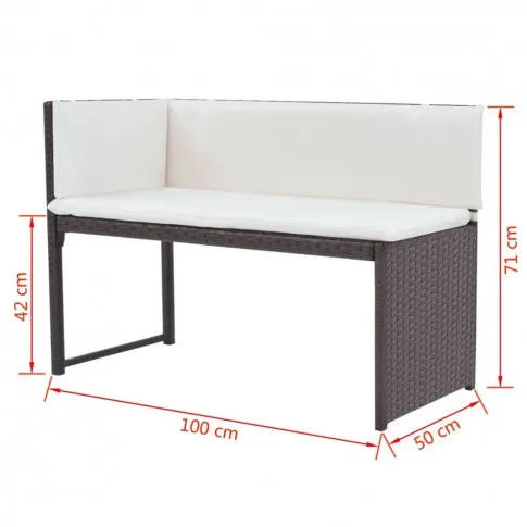 Wymiary sofy narożnej z zestawu brązowych mebli ogrodowych Tobias