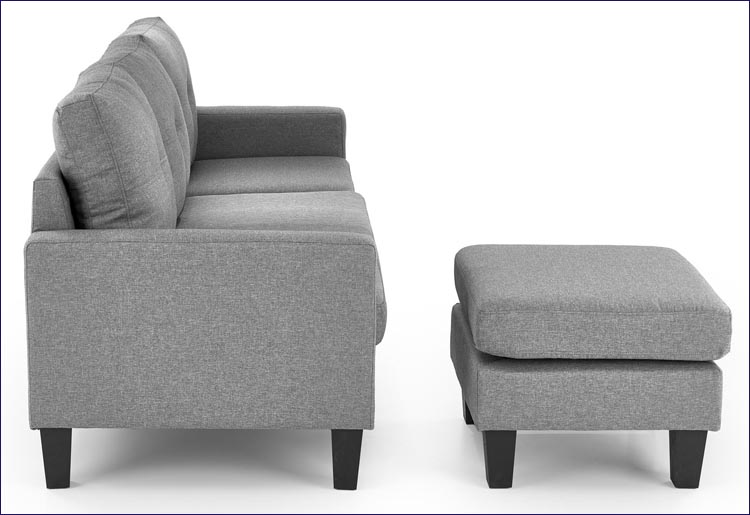 popielata sofa z pufą Sagal