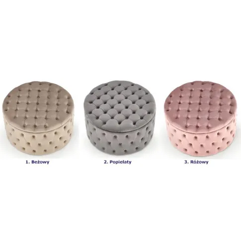 Szczegółowe zdjęcie nr 6 produktu Popielata okrągła pufa ze schowkiem do salonu - Issen