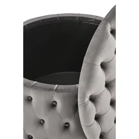 Szczegółowe zdjęcie nr 4 produktu Popielata okrągła pufa ze schowkiem do salonu - Issen