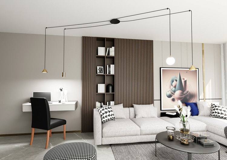 Nowoczesna czarno-złota lampa wisząca D131-Ecruz