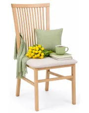 Klasyczne krzesło tapicerowane dąb artisan + beżowy - Kensa 4X w sklepie Edinos.pl