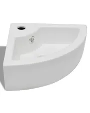 Biała narożna umywalka ceramiczna - Rufev w sklepie Edinos.pl