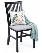 Drewniane krzesło tapicerowane do stołu czarny + szary - Kensa 4X w sklepie Edinos.pl