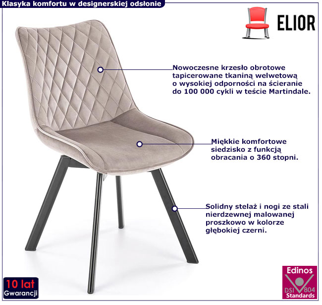 Beżowe krzesło pikowane Morivo