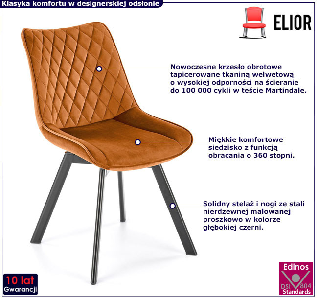 cynamonowe krzesło pikowane Giano