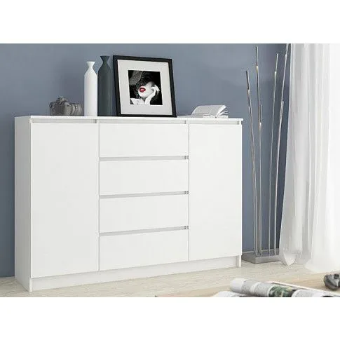 Szczegółowe zdjęcie nr 5 produktu Biała nowoczesna komoda do salonu - Intia 2X