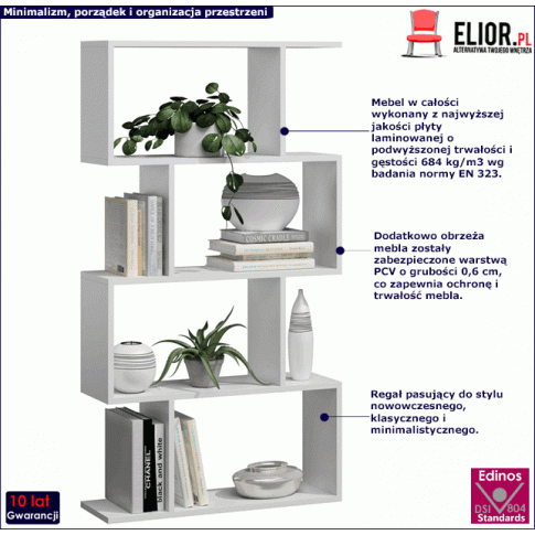 Fotografia Biały nowoczesny regał do salonu - Karli 3X z kategorii Salon