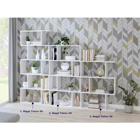 Szczegółowe zdjęcie nr 5 produktu Biały nowoczesny regał do salonu - Karli 3X