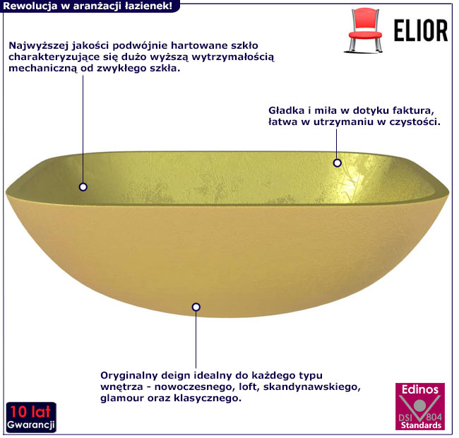Umywalka nablatowa Portada złoty