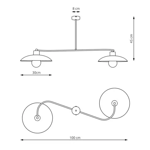 Wymiary loftowej lampy D136 Barvix