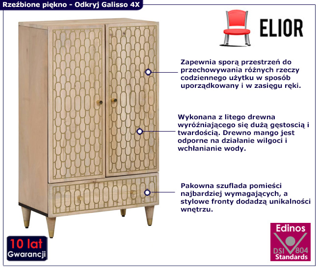 infografika komody z szufladą Galissso 4X