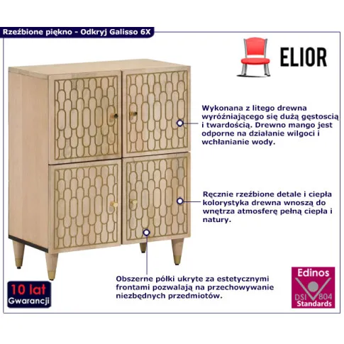 rustykalna komoda z 4 półkami Galisso 6X