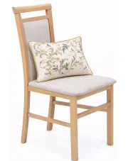 Drewniane krzesło do stołu w stylu klasycznym dąb artisan + beżowy - Kensa 5X w sklepie Edinos.pl