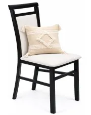 Klasyczne krzesło drewniane tapicerowane czarny + beżowy - Kensa 5X w sklepie Edinos.pl