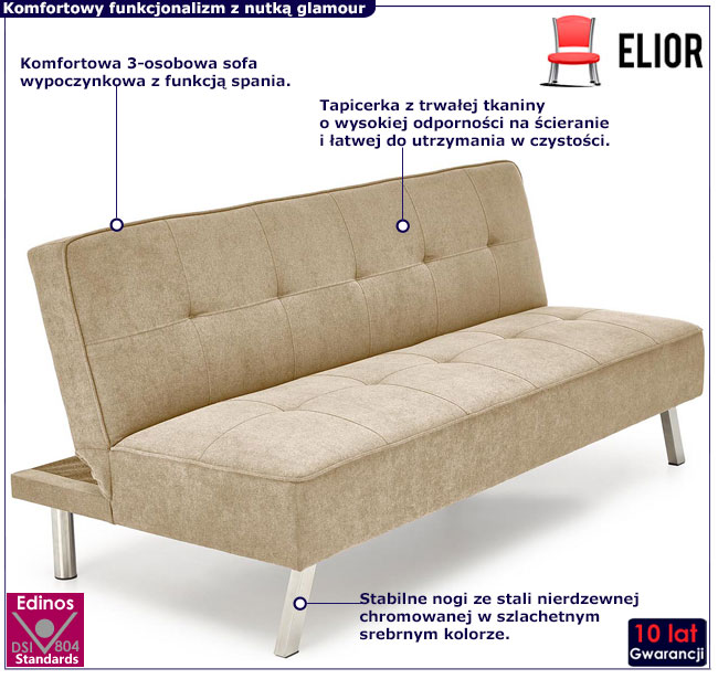 beżowa sofa rozkładana ZESTAW
