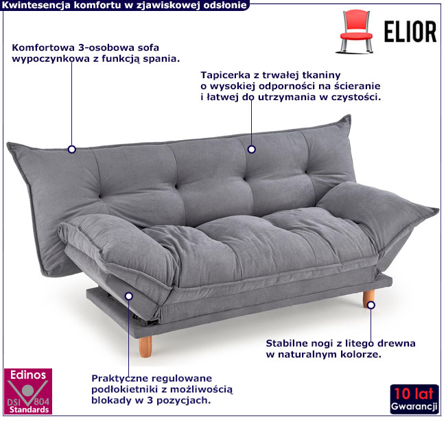 popielata sofa rozkładana Frimo