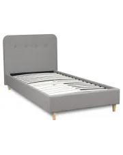 Szare skandynawskie łóżko jednoosobowe z zagłówkiem 90x200 - Adriana w sklepie Edinos.pl