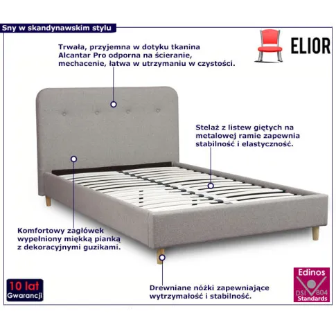 Skandynawskie łóżko z zagłówkiem 120x90 Vokres