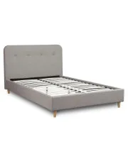 Szare łóżko z pikowanym zagłówkiem na drewnianych nóżkach 120x200 - Adriana w sklepie Edinos.pl