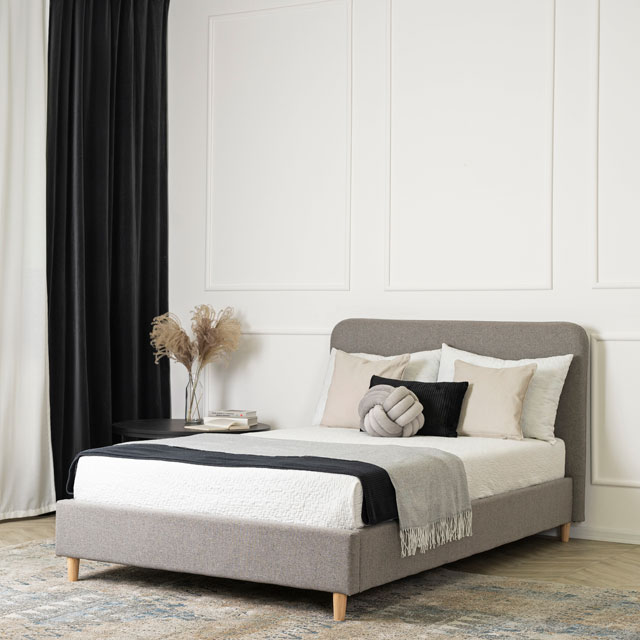 Szare łózko z pikowanym zagłówkiem 120x200 Adriana