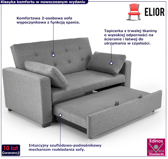 popielata sofa rozkładana Naria