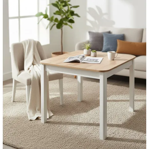 Fotografia Biały + dąb artisan rozkładany stół kwadratowy do salonu - Kalo z kategorii Salon