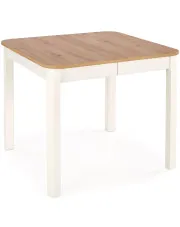 Biały + dąb artisan rozkładany stół kwadratowy do salonu - Funis w sklepie Edinos.pl