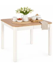 Biały + dąb artisan rozkładany stół kwadratowy do salonu - Kalo w sklepie Edinos.pl