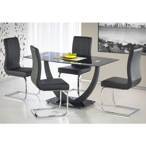 Zdjęcie produktu Czarny stół szklany do salonu - Tyfrox.