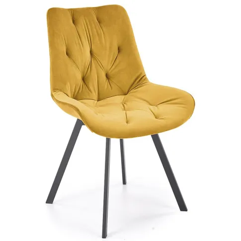 Zdjęcie produktu Musztardowy fotel do biurka dla dzieci bez kółek - Levi.