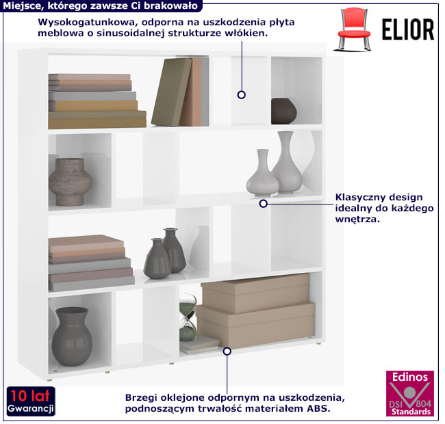 Regał otwarty Zyfrok biały połysk