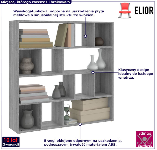 Regał otwarty Zyfrok szary dąb