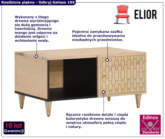 prostokątny stolik kawowy do salonu Nolen 19X