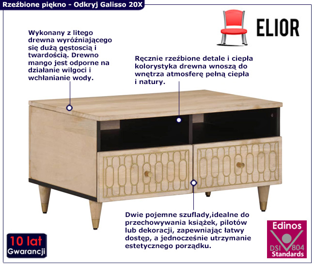 Duży stolik kawowy do salonu galisso 20X