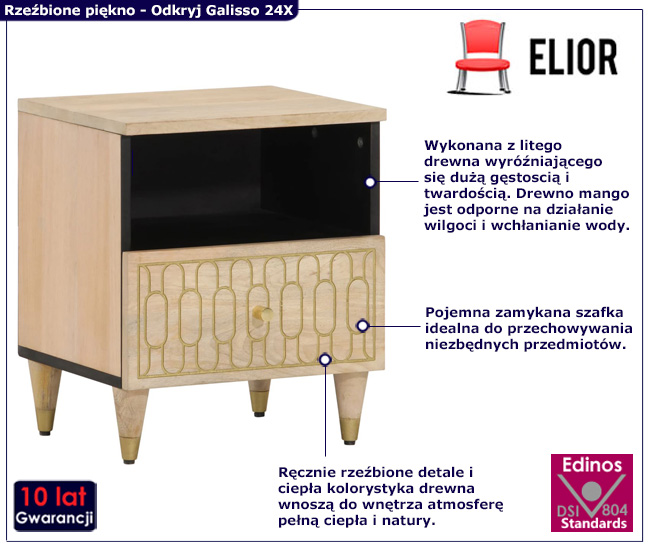 Klasyczna szafka nocna z rzezbieniem galisso 24X