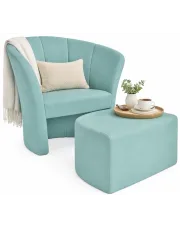 Miętowy fotel z wolnostojącym podnóżkiem do salonu - Delphi w sklepie Edinos.pl