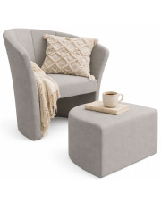 Szary tapicerowany nowoczesny fotel z podnóżkiem - Delphi w sklepie Edinos.pl