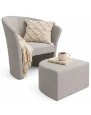 Szary tapicerowany nowoczesny fotel z podnóżkiem - Delphi w sklepie Edinos.pl