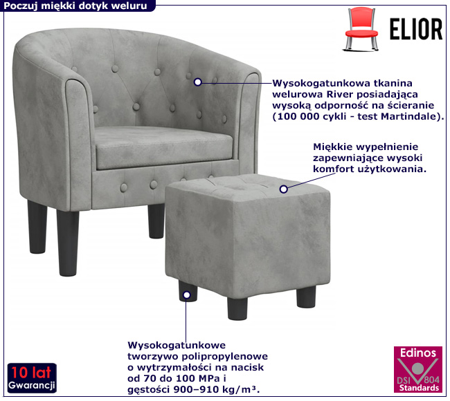 Szary tapicerowany fotel Cypria