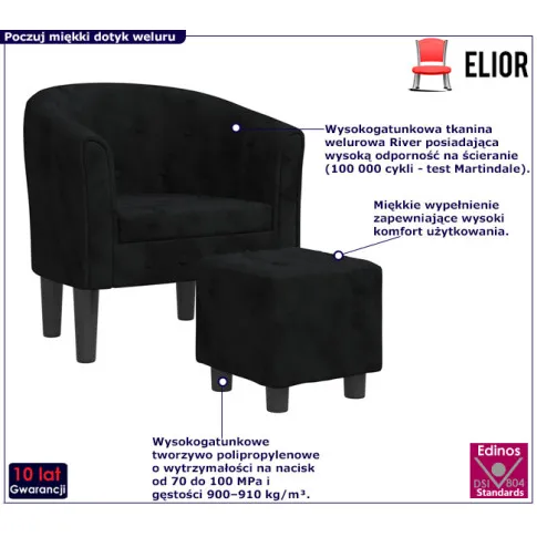 Czarny fotel tapicerowany Emprix