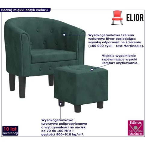 Zielony fotel tapicerowany Emprix